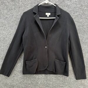J.Crew Womens Black 100% Cotton Single Button Sweater Blazer Cardigan Medium